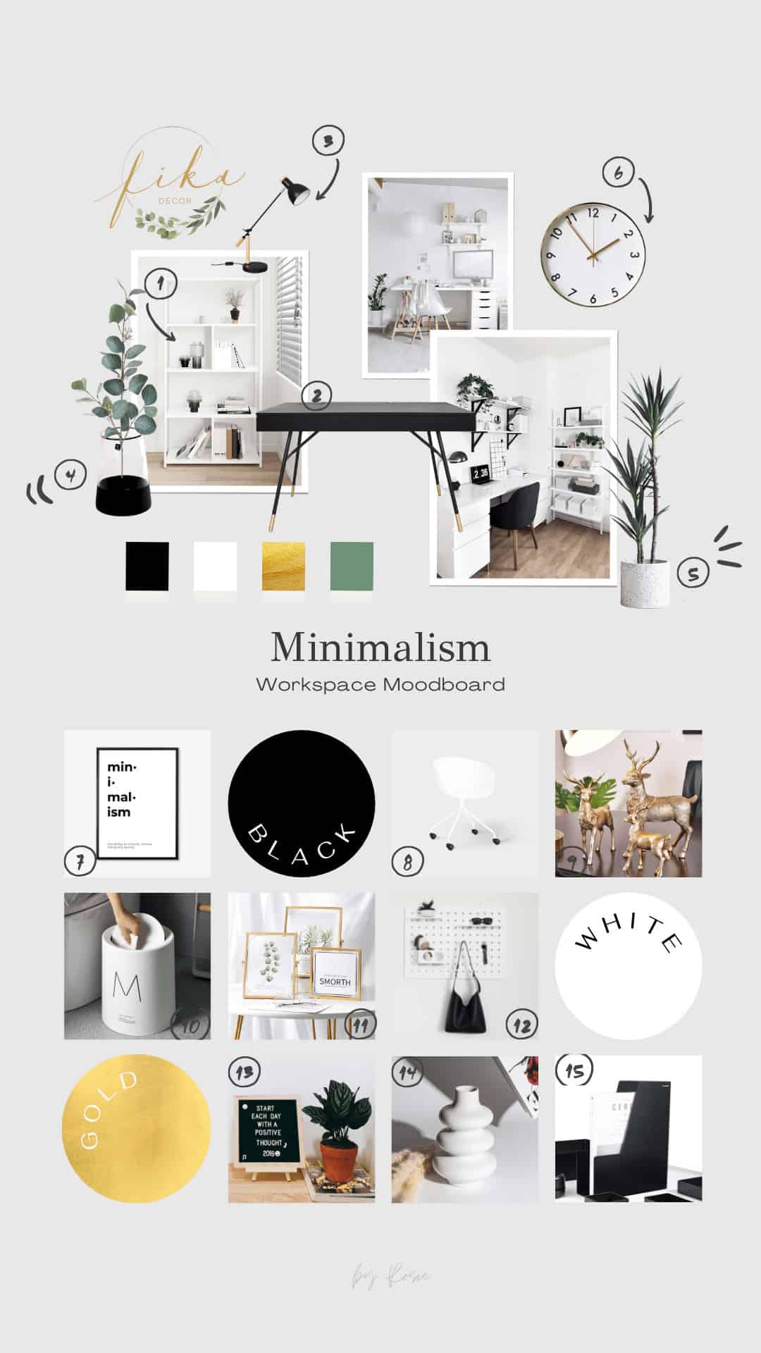 Góc làm việc phong cách tối giản (Minimalism) + Moodboard 3